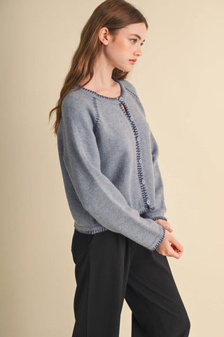 CONTRAST STITCH CARDIGAN