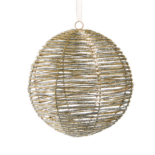10" Silver Gold Wrapped Ornament