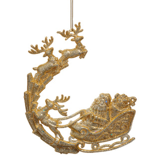 Gold Glitter Sleigh Ornament