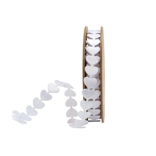 3/4" Running Hearts Ribbon White