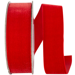 1.5" Red Woven Velvet Ribbon