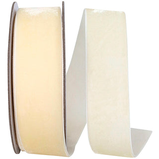 1.5" Ivory Woven Velvet Ribbon