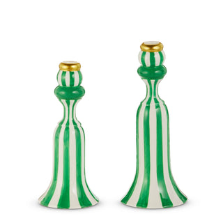 Green Stripe Candlesticks