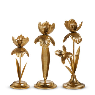 Gold Flowers Candle Holder