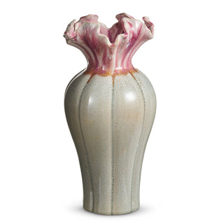 Pink Ruffle Speckled Vase