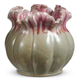 Pink Ruffle Speckled Planter