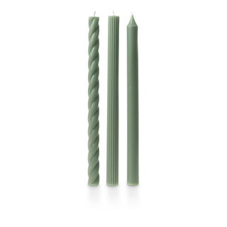 Asst Candle Taper S/3 Sage