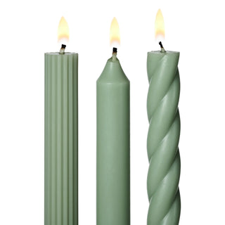 Asst Candle Taper S/3 Sage