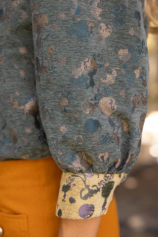 Button Jacquard Top Olive