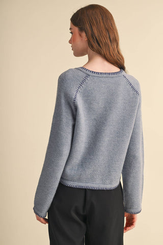 CONTRAST STITCH CARDIGAN