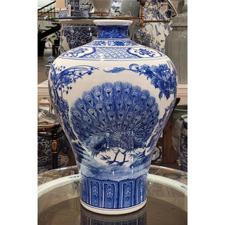 Peacock Blue & White Vase
