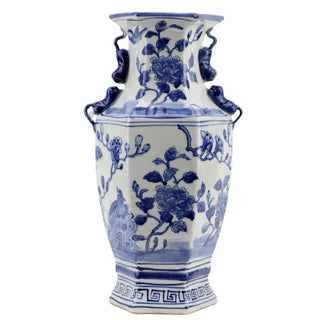 Hex Vase Bird Floral