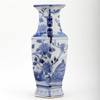 Hex Vase Bird Floral