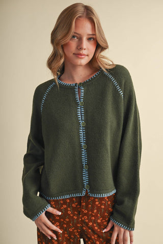 CONTRAST STITCH CARDIGAN