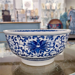 Round Bowl Basin Blue White