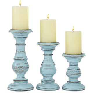Blue Pillar Candle Holder