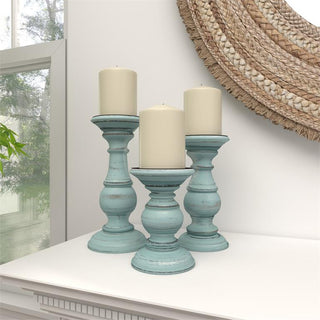 Blue Pillar Candle Holder