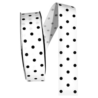 1.5" White/Black Dot Ribbon