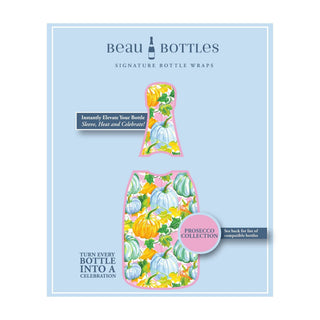 Orange Blue Pumpkins Prosecco Bottle Wrap
