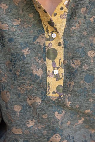Button Jacquard Top Olive