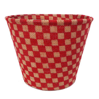 7" Burlap Check Pot