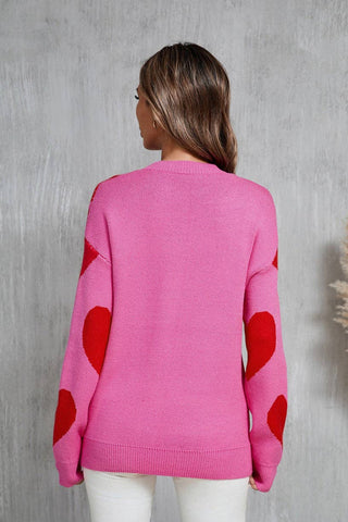 Heart Knit Sweater Pink Red Pre Order