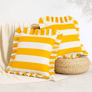 Pillow Covers Golden Yellow/White 22" Indoor/Outdoor