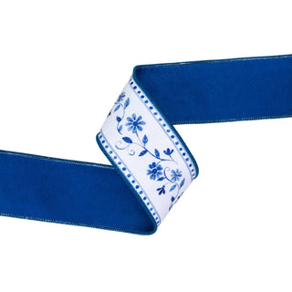 2.5" Blue Floral Vine Ribbon