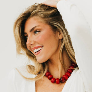 Bella Beaded Necklace WATERPROOF Red