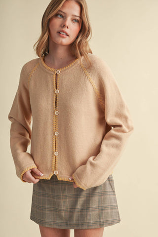 CONTRAST STITCH CARDIGAN