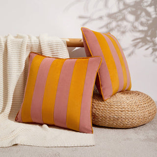 18" Pillow Covers Pink Honey Stripe