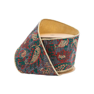 Burgundy Paisley Ribbon 4"