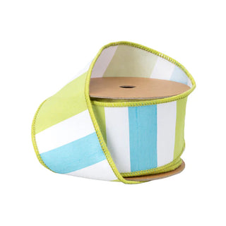 Green Blue Stripe Ribbon 2.5"