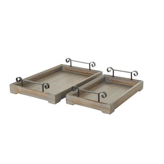 Wood Tray Metal Handles