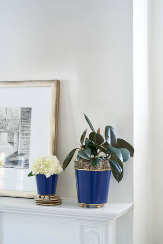 4" Round Cachepot Planter Indigo Blue