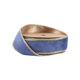 1" Velvet Ribbon Blue/Gold