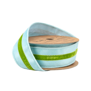 1.5" Velvet Ribbon Blue Green