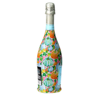 Orange Blue Pumpkins Prosecco Bottle Wrap
