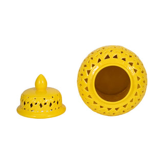 Yellow Ceramic Lidded Jar
