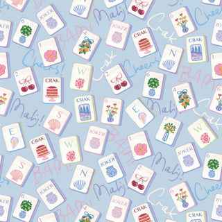 Pastel Blue Mahjong Prosecco Bottle Wrap