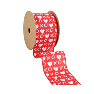 Red Glitter Heart Ribbon 2.5"
