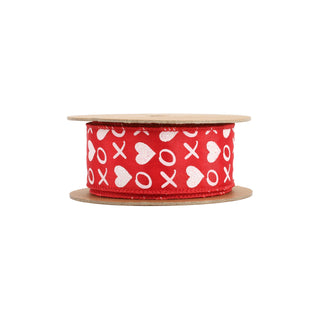 Red Glitter Heart Ribbon 2.5"
