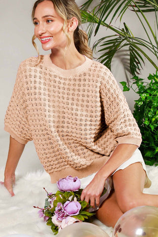 Crew Neck Crochet Top