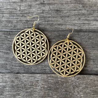 Flower of Life Wooden Earrings
