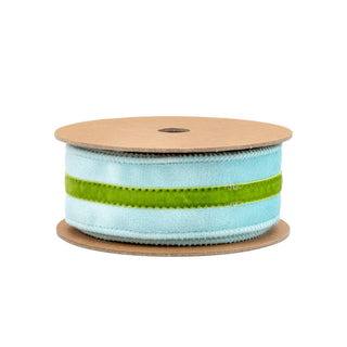 1.5" Velvet Ribbon Blue Green