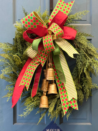 Green Red Diamond Ribbon 4"