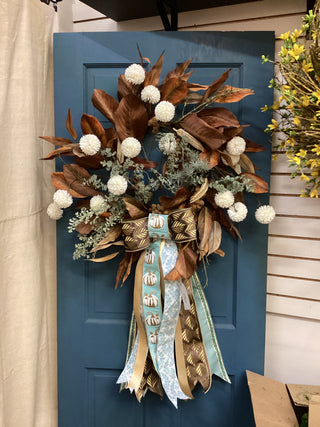 Magnolia and Blue Wreath