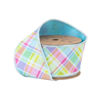 Large Plaid Pastel Ribbon 2.5"