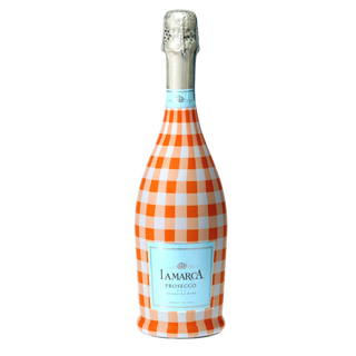 Orange White Gingham Prosecco Bottle Wrap