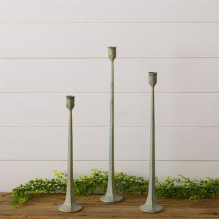 Green Patina Candle Holders